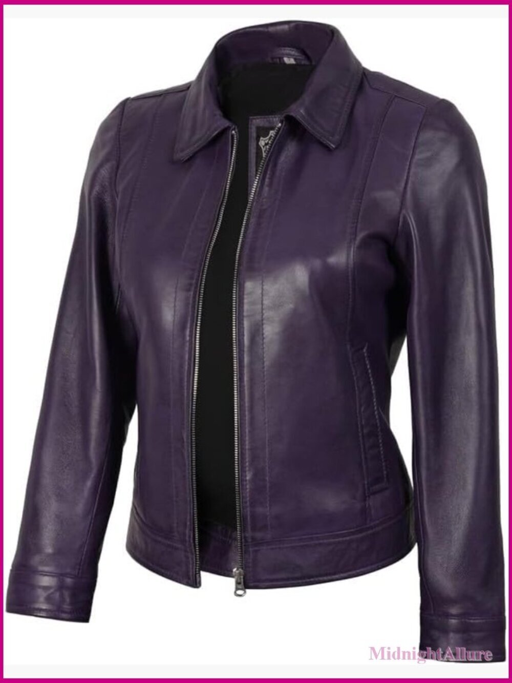 Vintage Real Lambskin Leather Jacket – Zip Front, Long Sleeve, Classic Style